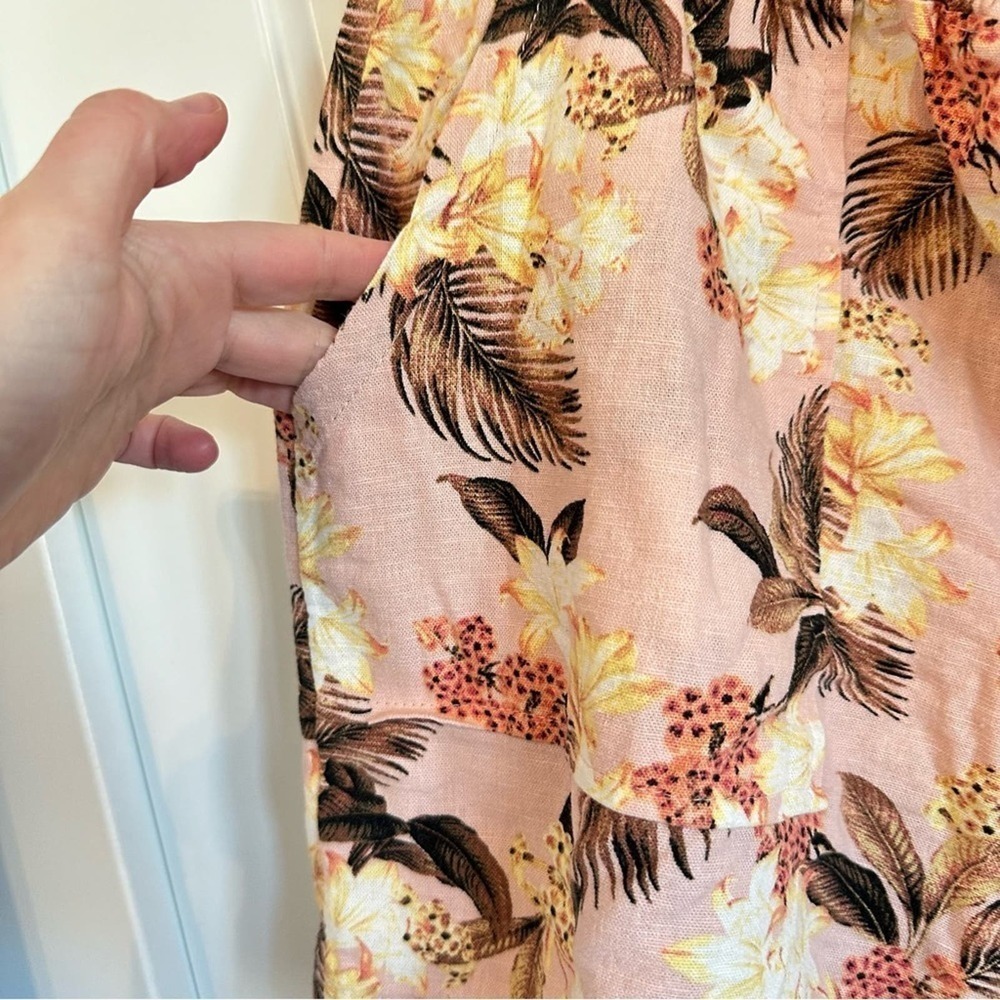 Hawaiian print elastic stretch linen shorts with side pockets and drawstring XL - Picture 3 of 7